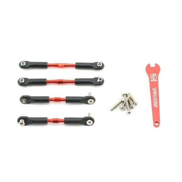 Biellettes de carrossage alu rouges av/arr 39/49mm (2) - Traxxas 3741X - Breizh Modélisme.