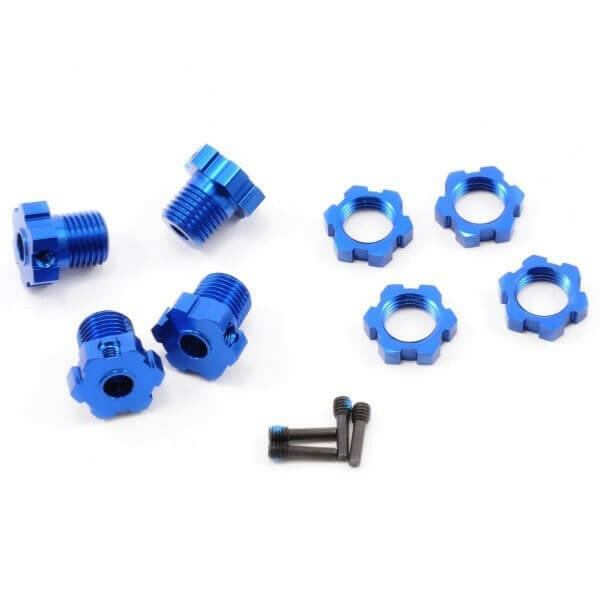 Hexagones alu 17mm bleu (x4) - Traxxas 5353X - Breizh Modélisme.