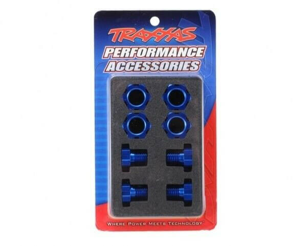 Hexagones alu 17mm bleu (x4) - Traxxas 5353X - Breizh Modélisme.