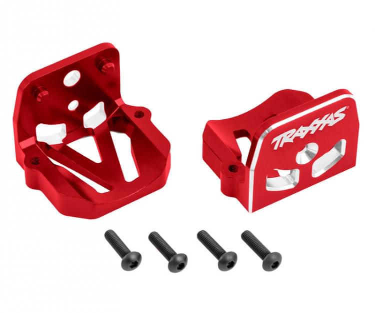 Support moteur avant / arrière Alu anodisés rouge Traxxas 7760 - Breizh Modélisme.