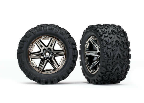 Traxxas 2 roues 2.8 RXT Black chrome AV et ARR Rustler 4x4 VXL 6774X - Breizh Modélisme.