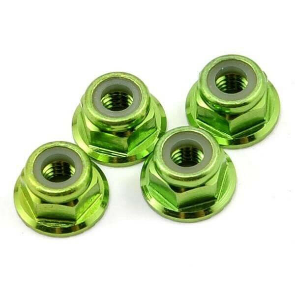 4 Écrous alu anodisé Nylstop M4 vert - Traxxas 1747G - Breizh Modélisme.