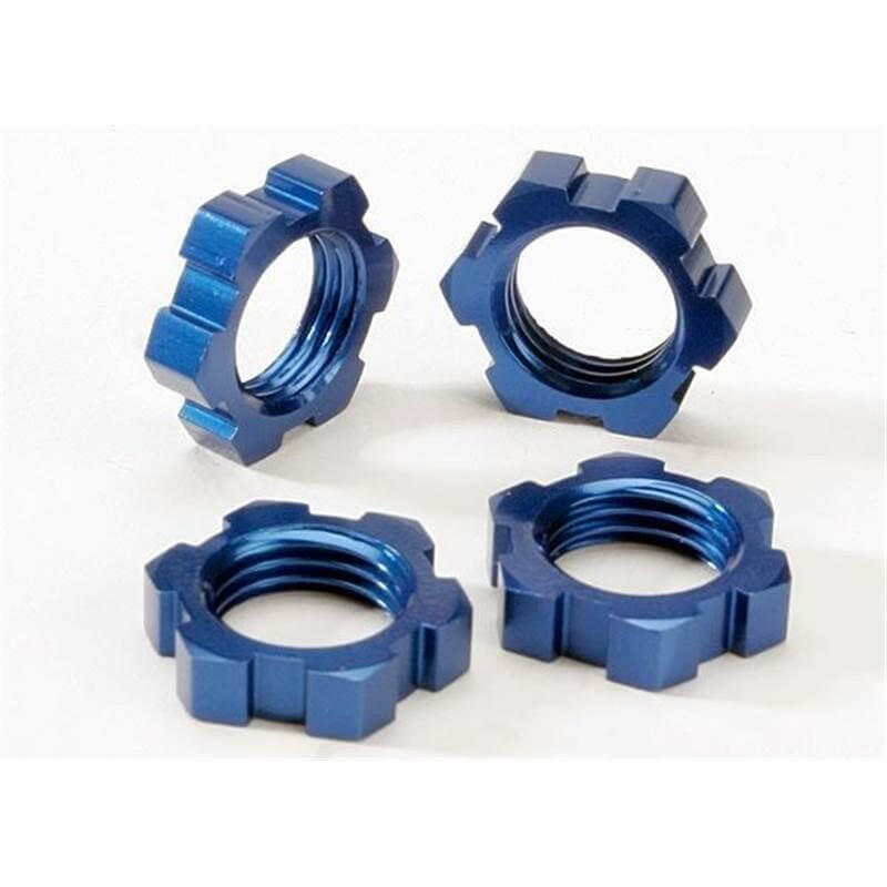 4 Écrous de roues alu 17mm anodisés bleu - Traxxas 5353 - Breizh Modélisme.
