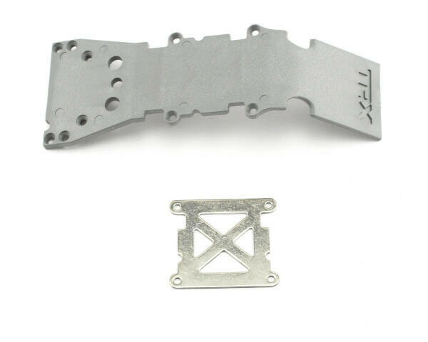 Plaque de protection plastique grise + plaque acier - Traxxas 4937A - Breizh Modélisme.