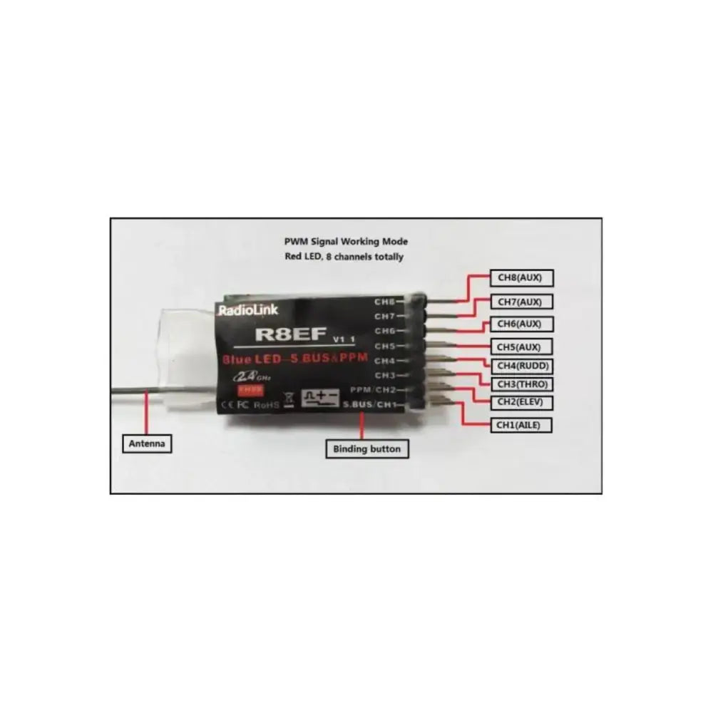 Récepteur 8 voies pour radiocommande T8FB/T8S - RADR8EF