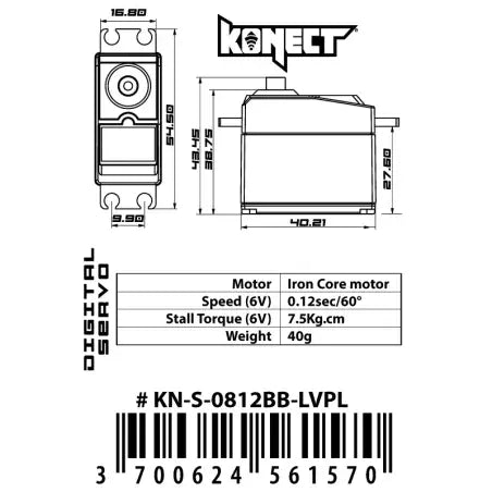 Servo Konect standard 7,5kg pour Voitures RC 1/10