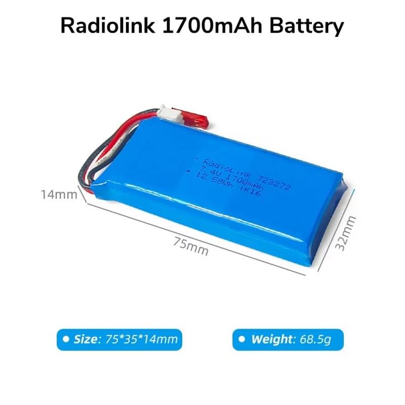 Batterie Lipo 2S 1700mAh pour radio RC8X /RC4GS V3/RC6GS V3/T8FB BT/AT10II - Breizh Modélisme.