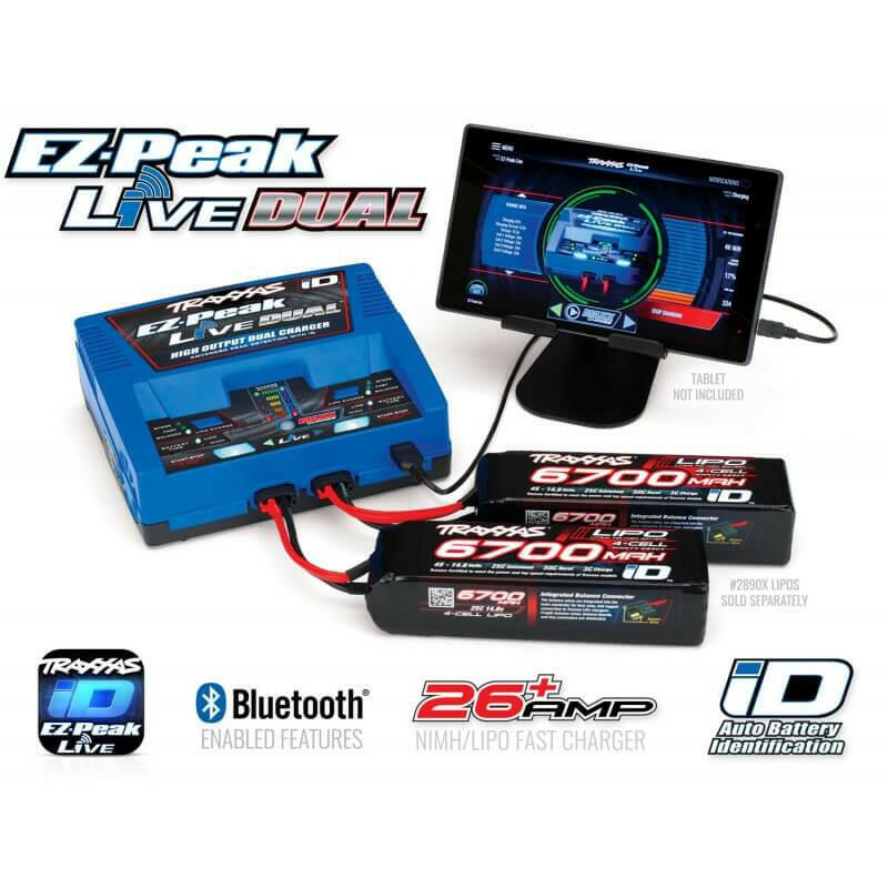 Chargeur Traxxas 2973G EZ-Peak Live Dual iD Bluetooth 200W - Breizh Modélisme.