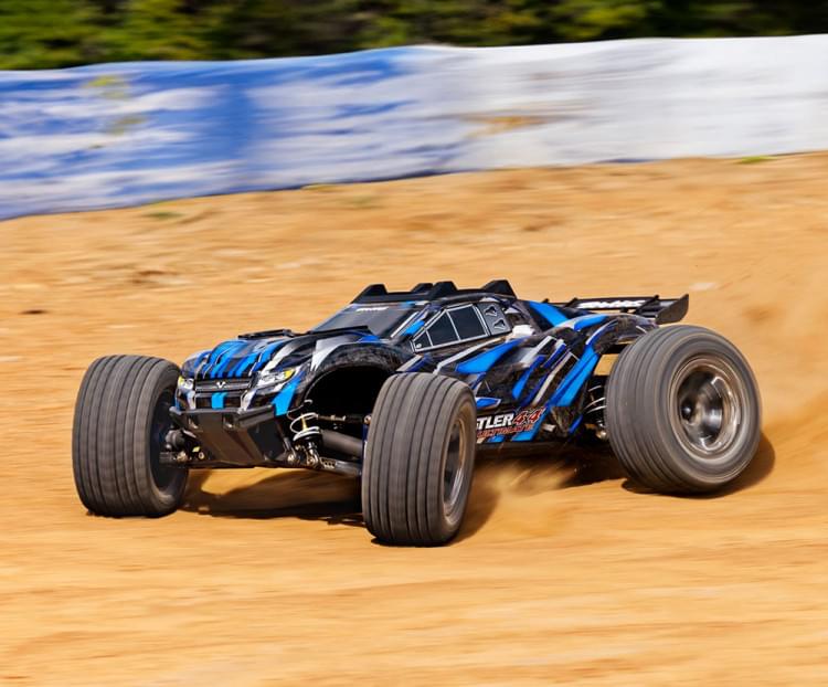 Traxxas Rustler 4x4 Ultimate VXL bleu 1/10 RTR - 67097-4 - Breizh Modélisme.