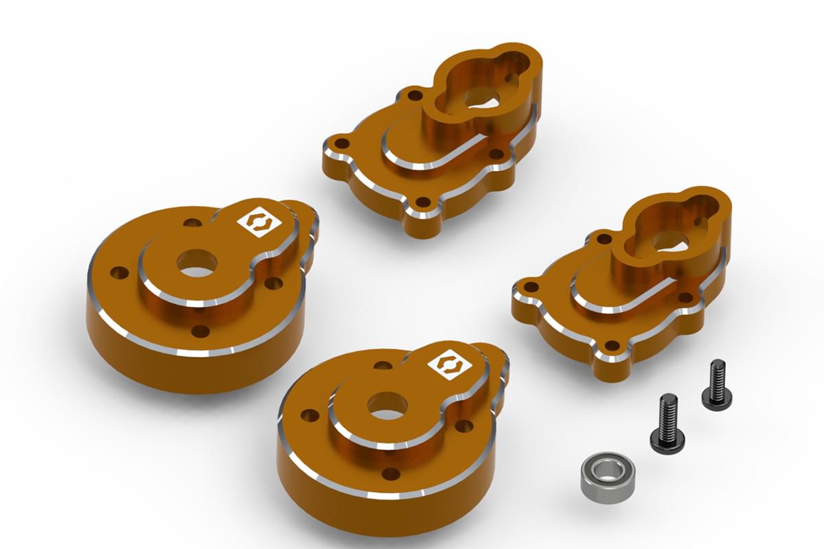 Ensemble de moyeu arrière portique en aluminium (Orange/2 pièces) HP161161 - Breizh Modélisme.