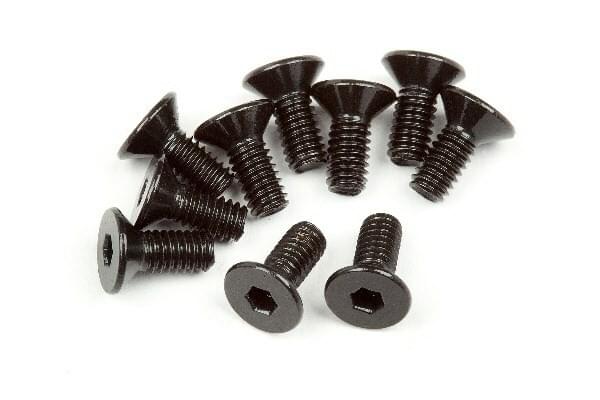 Vis à tête plate HPI Racing M2.5X6Mm (douille hexagonale/10 pièces) - HP107374 - Breizh Modélisme.