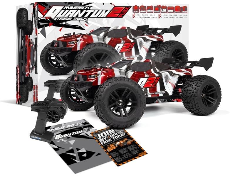 Maverick Quantum2 XT Flux brushless stadium truck 1/10 Rouge - MV150407 - Breizh Modélisme.