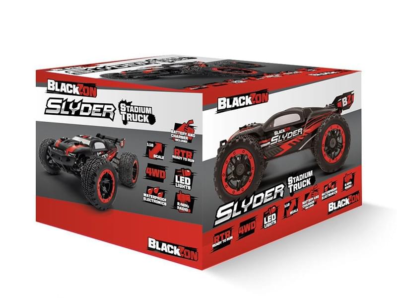 Truggy télécommandé 4WD Blackzon Slyder rouge 1/16 RTR - 540096 - Breizh Modélisme.