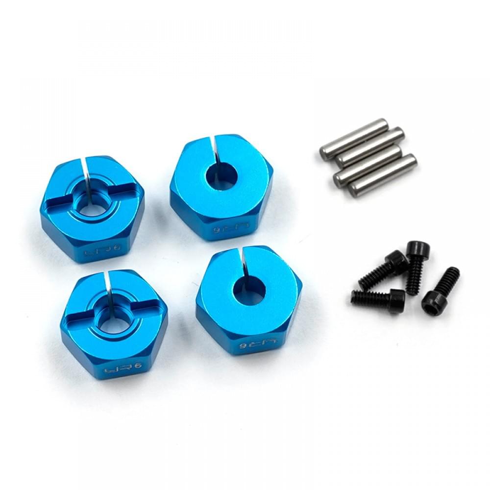 4 Hexagones de roue 6mm alu Bleu pour voitures RC 1/10 - Breizh Modélisme.