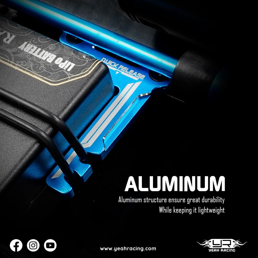 Jeu de supports de batterie courts en aluminium pour Tamiya TT02 - TATT-075BU - Breizh Modélisme.