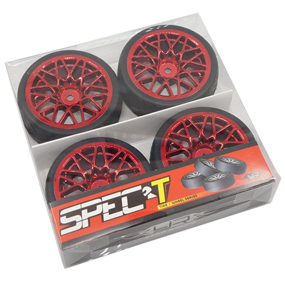 Yeah Racing 4 roues AV/ARR rouge avec Pneus pour 1/10 Touring - Breizh Modélisme.