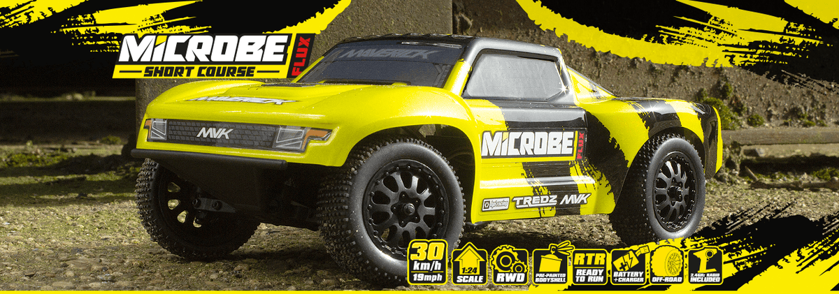 Short course 1/24 Brushless SC flux Maverick Microbe RC jaune – MV151509
