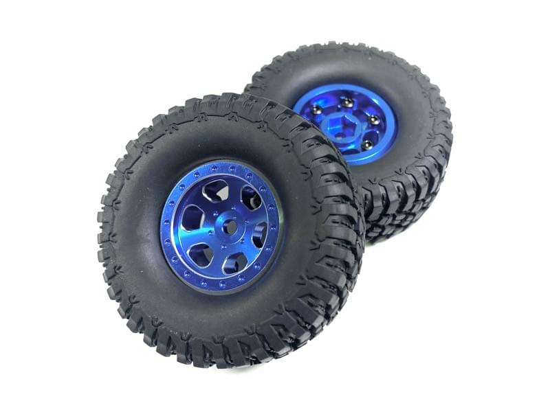 Roues 1.2 Aluminium Beadlock bleu 1:18 / 1:24 Crawler (2)" - Breizh Modélisme.