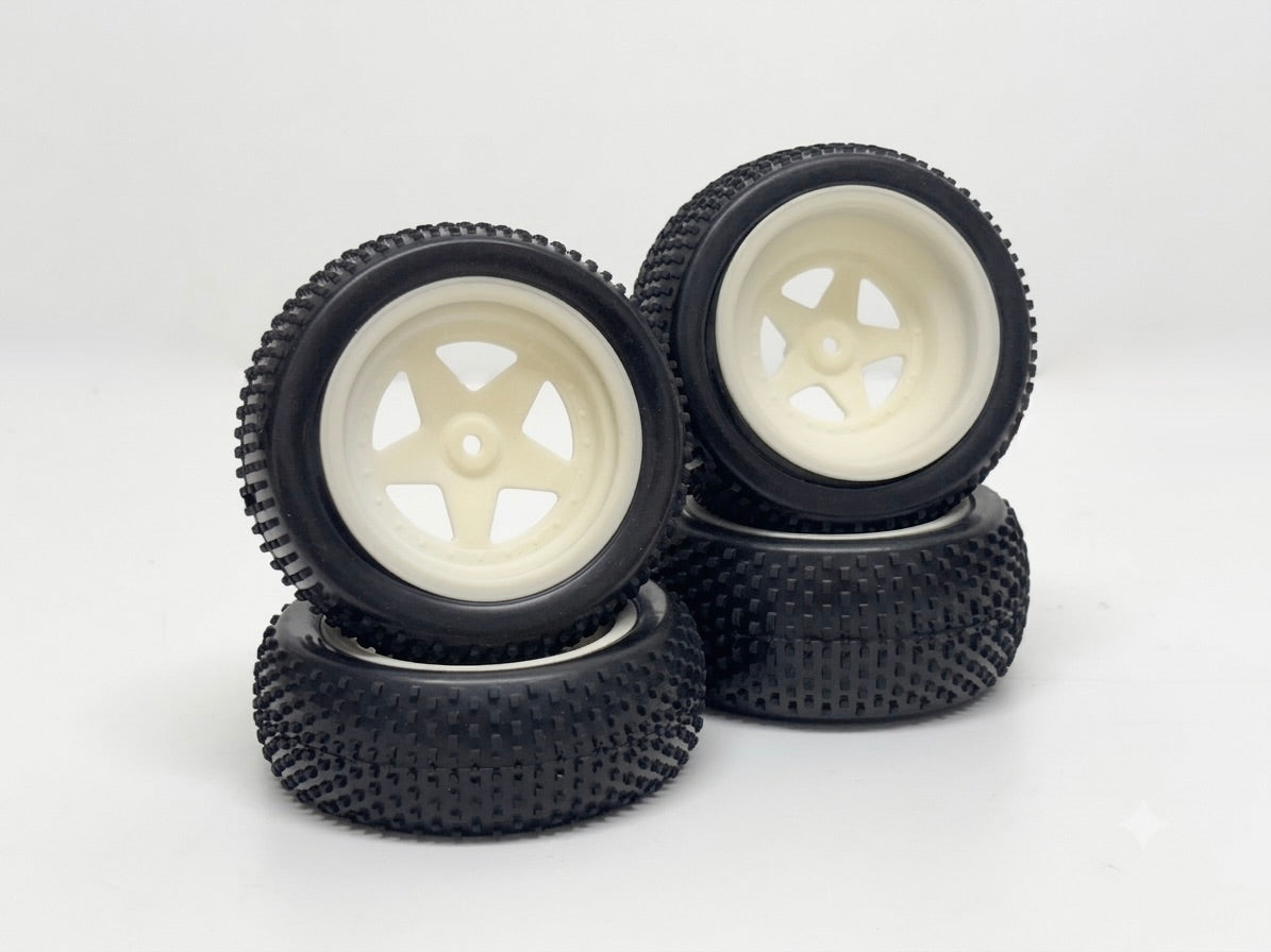 4 jeu de roues pour buggy « Mini Block » blanc 1/10 - 2500058 - Breizh Modélisme.