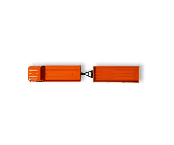 Mini camion RC 1:87 M-B 1620 plateau avec remorque orange 1/87