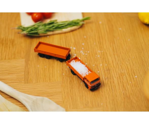 Mini camion RC 1:87 M-B 1620 plateau avec remorque orange 1/87