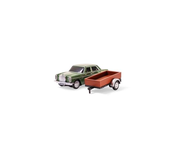 Mini voiture RC M-B 200/8 vert avec remorque 1/87