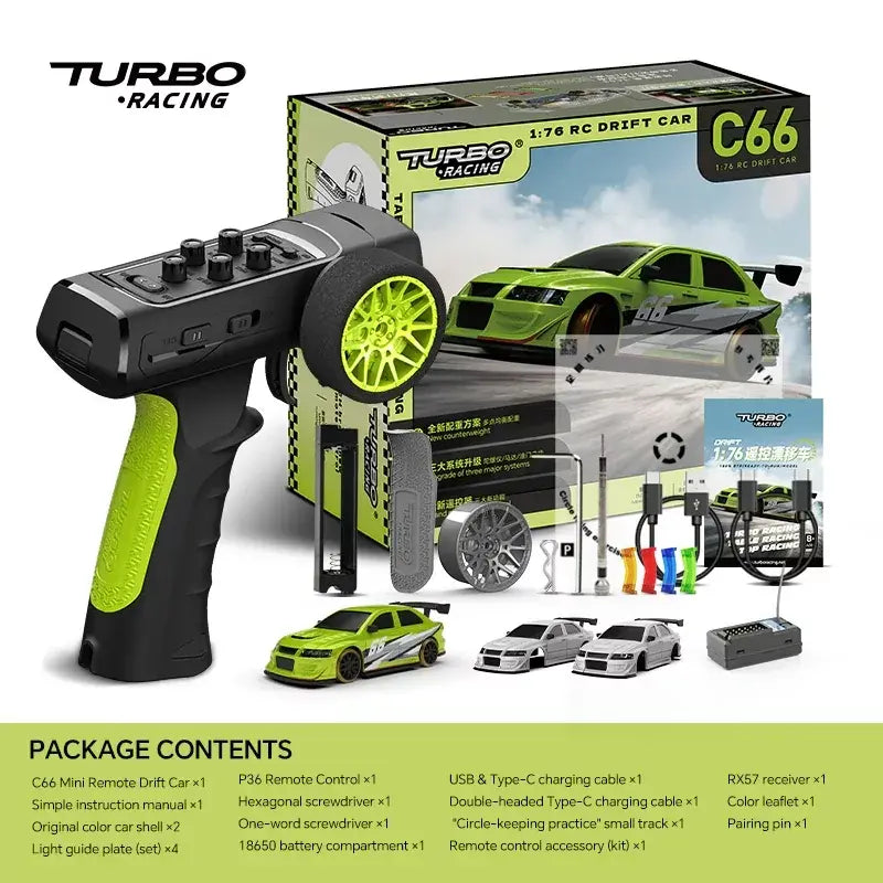 Turbo Racing Micro 1/76ème drift vert - TB-C66