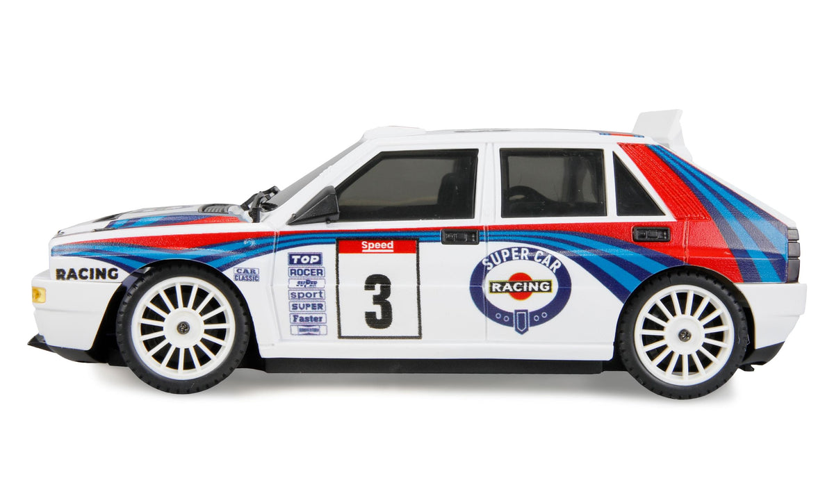 Petite voiture RC 1/28 Lancia Rally / drift 4x4 RTR avec gyroscope