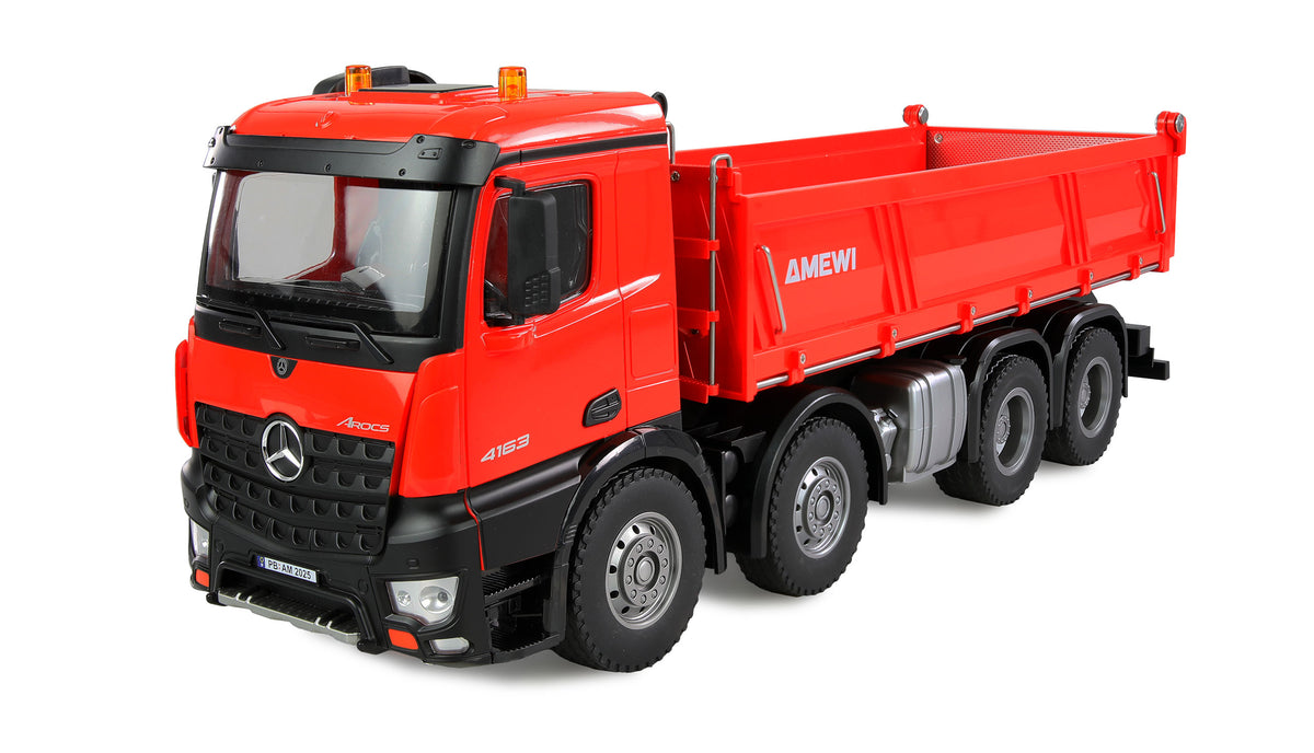 Camion Benne RC en Métal Mercedes-Benz Arocs Muldenkipper 84/h ChVD 1:18 RTR rouge - Breizh Modélisme.