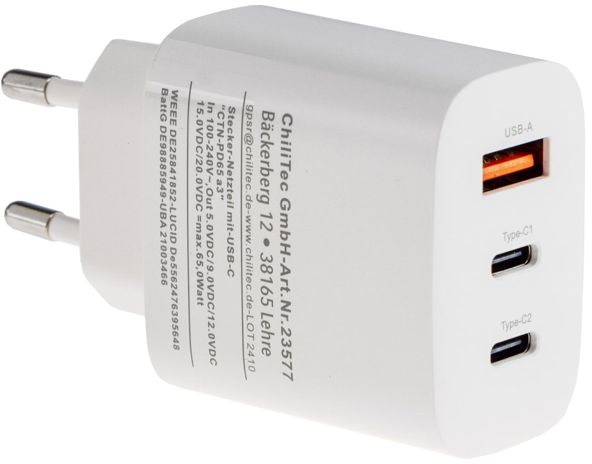 Adaptateur puissant 65W de haute qualité USB et USB-C