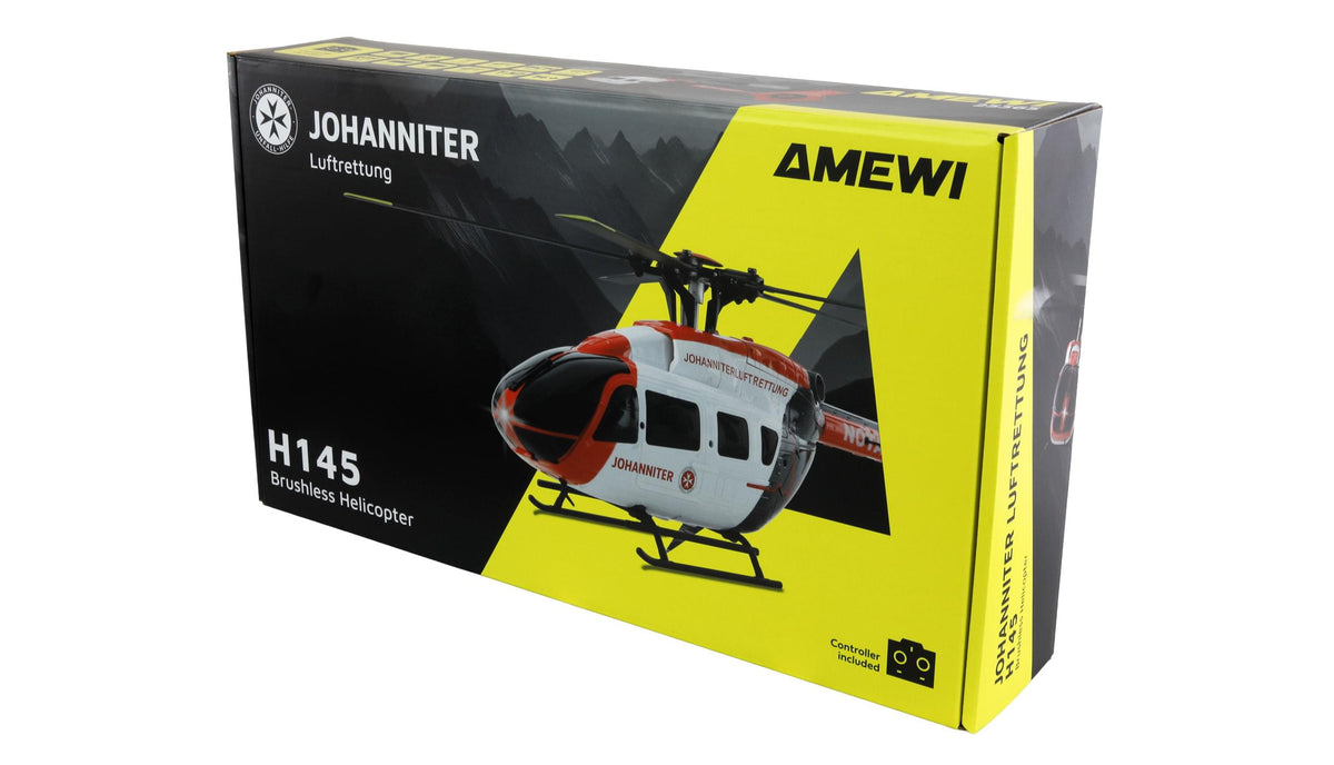 Hélicoptère RC Brushless Johanniter H145 Amewi – 6 Canaux 6G RTF, Rotor 5 Pales