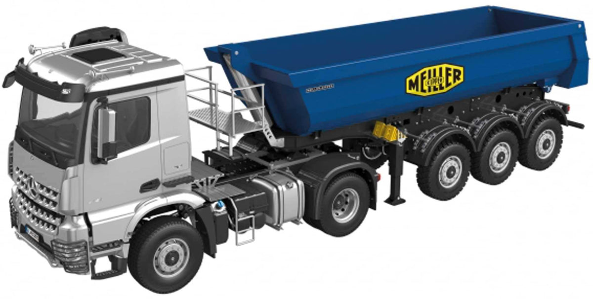 FM Electrics Mercedes-Benz Arocs 4x4 1/14 RTR gris + semi-remorque Meiller bleue