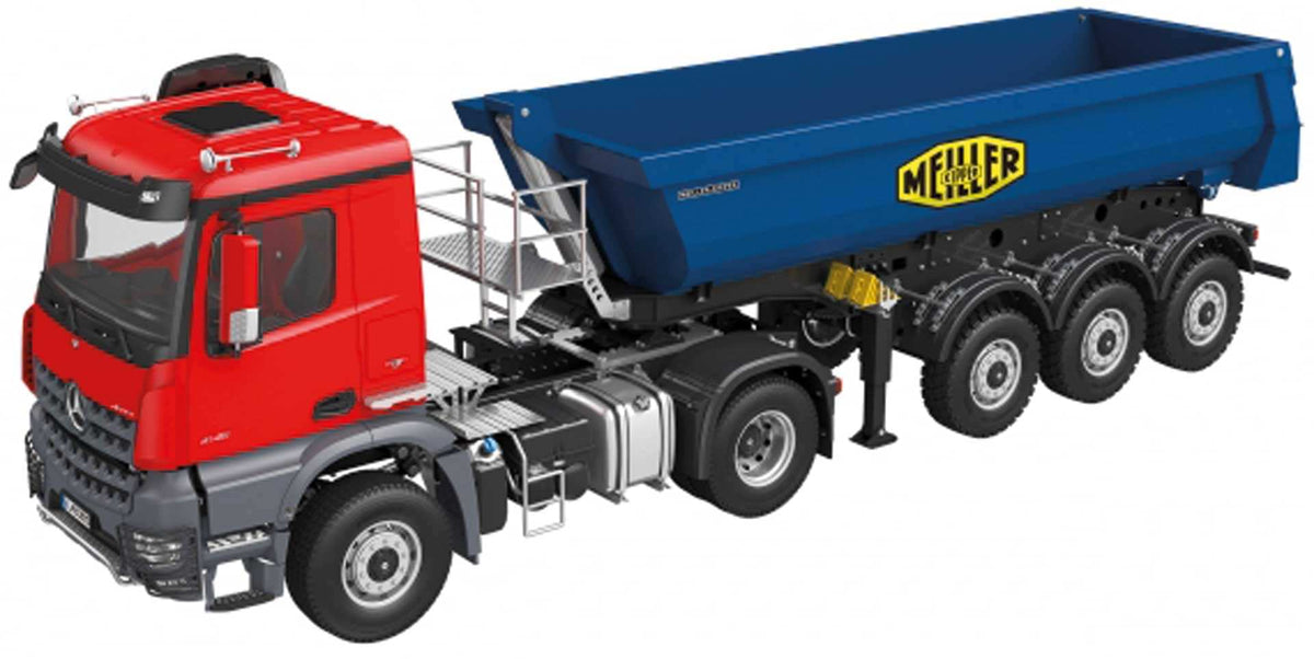 FM Electrics Mercedes-Benz Arocs 4x4 1/14 RTR rouge + semi-remorque Meiller bleue