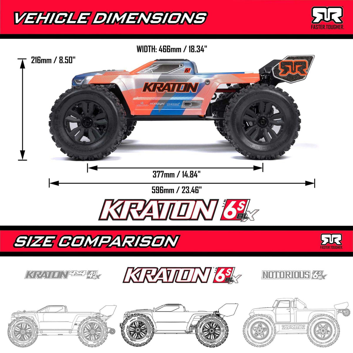 ARRMA Kraton 6S V6 4X4 BLX Brushless Monster 1/8 RTR bleu ARA8608V6T4