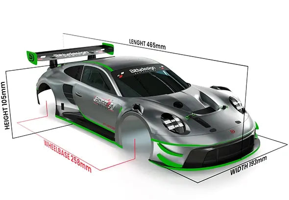 Carrosserie transparente P-GT3R 1/10 GT 190 mm - BDGT-190PGT3R - Breizh Modélisme.