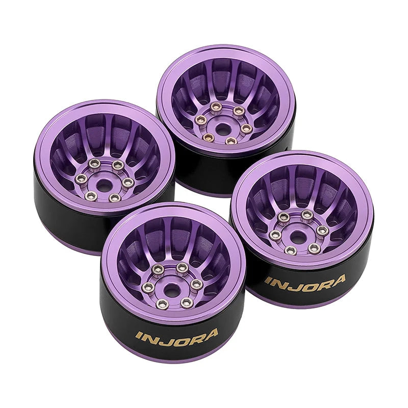 Injora 4 jantes 1.0 Beadlock Alu pour crawlers 1/18 1/24 (W1015) violet
