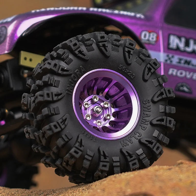 Injora 4 jantes 1.0 Beadlock Alu pour crawlers 1/18 1/24 (W1015) violet