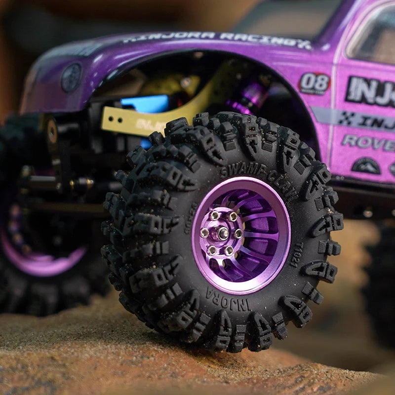Injora 4 jantes 1.0 Beadlock Alu pour crawlers 1/18 1/24 (W1015) violet