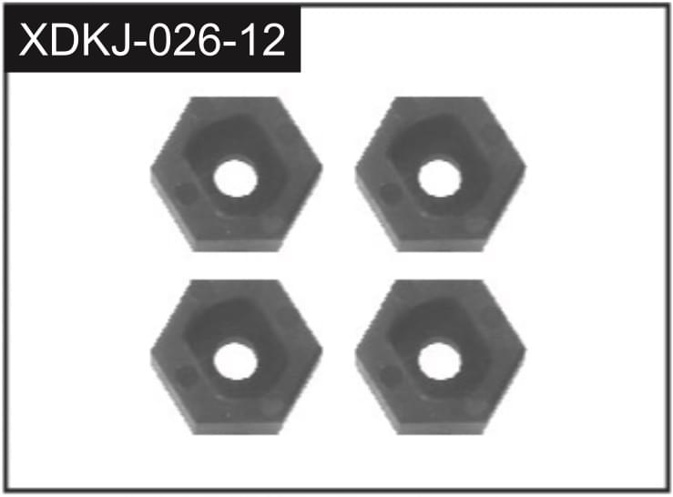 Moyeux de roue hexagonaux (4) - J-026-12 - Breizh Modélisme.