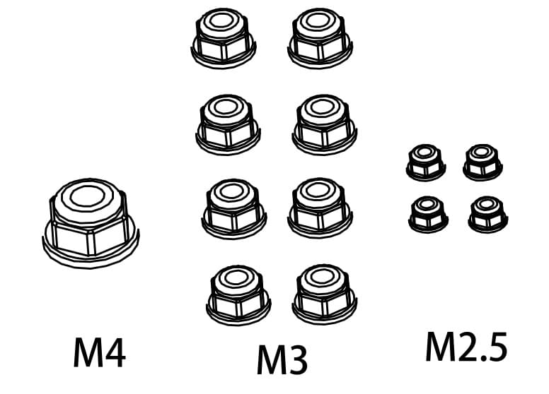Jeu d'écrous M4*1/M3*8/M2,5*4 - 1610160