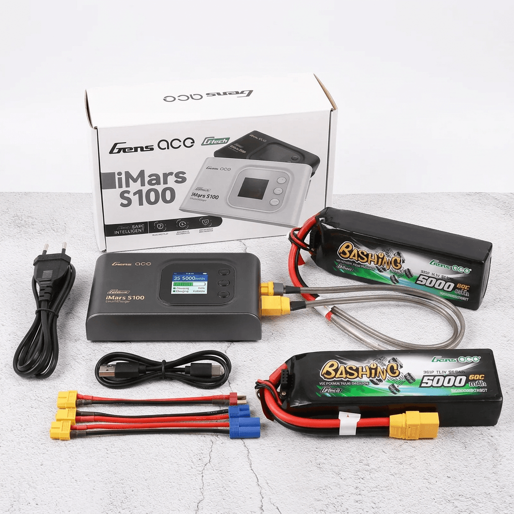 Combo 6S XT90 Gens Ace Chargeur avec 2 batteries lipo 3S XT90