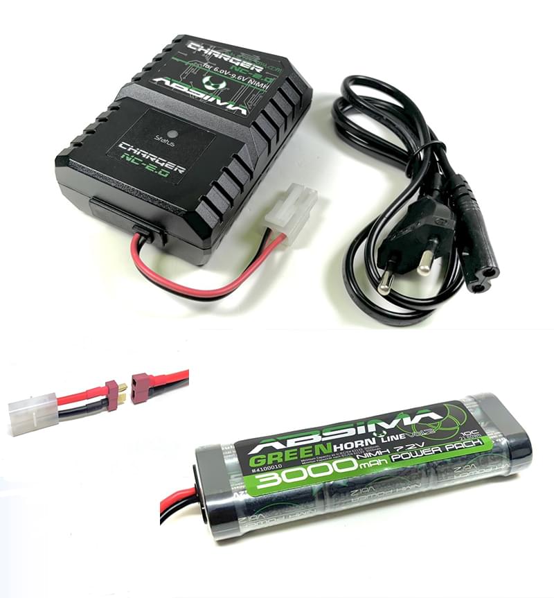 Pack Ni-Mh Chargeur et batterie Ni-Mh 7,2V 3000mAh - Breizh Modélisme.