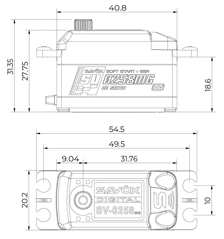 Servo Savox Low profile SV-0258MG 8 kg 0,11 s