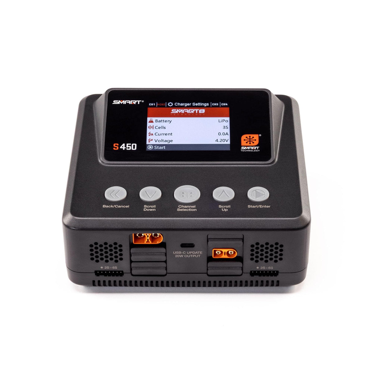 Chargeur intelligent AC/DC S450 G2 4x50W - SPMXC3040I - Breizh Modélisme.