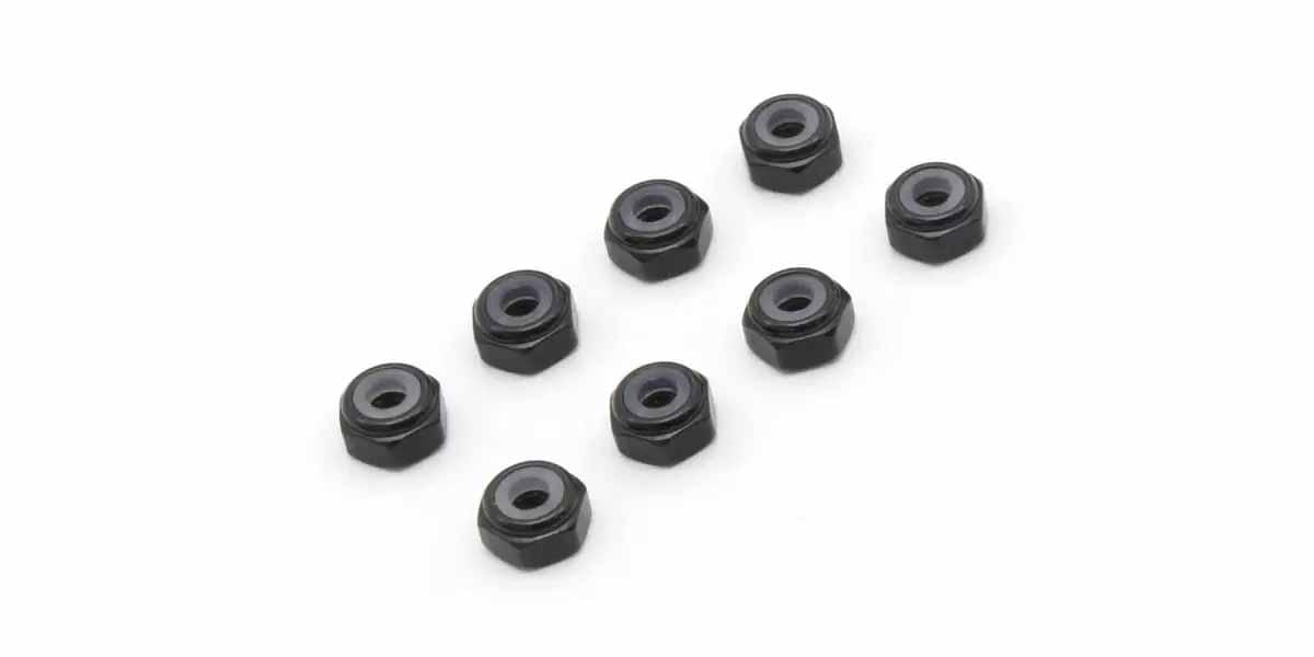 Écrous de roue M2 Nylstop Alu Kyosho Mini-Z (8) noir - K.MZW128BK
