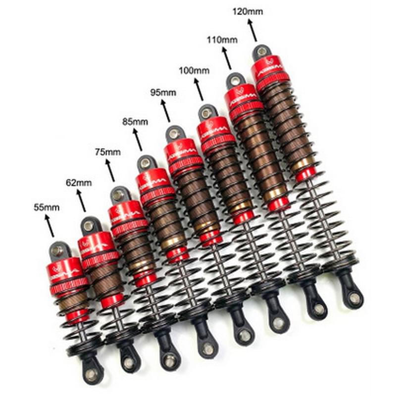 2 Amortisseurs standard en aluminium 100mm pour voitures RC 1/10 - Absima 2330045 - Breizh Modélisme.