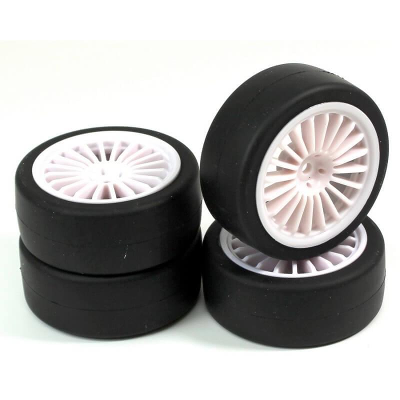 4 roues AV/ARR 20 battons/Slick" blanc 1/10ème - Absima 2510002" - Breizh Modélisme.