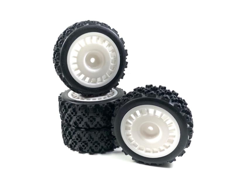 4 roues AV/ARR Rally Block Design blanc 1/10 - 2510062 - Breizh Modélisme.