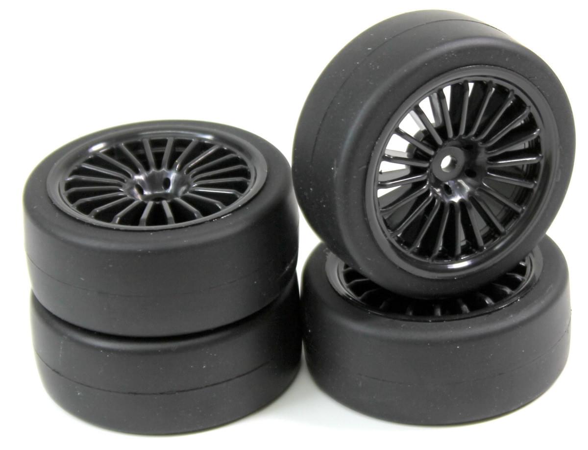 4 roues piste 20 battons/Slick" noir 1/10 - 2510001" - Breizh Modélisme.