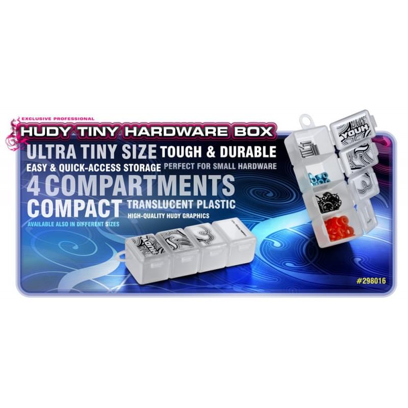 Boite de Rangement Tiny 4 Compartiments (88x30mm) - Hudy 298016 - Breizh Modélisme.